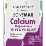 HealthyHey Nutrition Calcium with Magnesium, Vitamin D3 & Vitamin K2- Mk7 - BoneMax - Bone Health Complex -120 Vegetable Capsules - Fast UK Delivery
