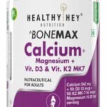 HealthyHey Nutrition Vegan Calcium with Magnesium, Vitamin D3 & Vitamin K2- Mk7 - BoneMax - Bone Health Complex - 60 Vegetable Capsules - Fast UK Delivery