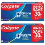 Colgate Strong Teeth, 500g (Combo Pack of 2), India's No: 1 Toothpaste Brand, Calcium-boost for 2X Stronger Teeth, Prevents cavities, Whitens Teeth, Freshens Breath - Fast UK Delivery