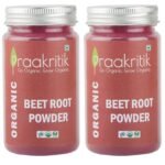 Praakritik Organic Beetroot Powder, 100% Organic, 100% Natural, 100% Vegetarian, Rich in Antioxidants, Pack of 2, 100 Grams Each - Fast UK Delivery