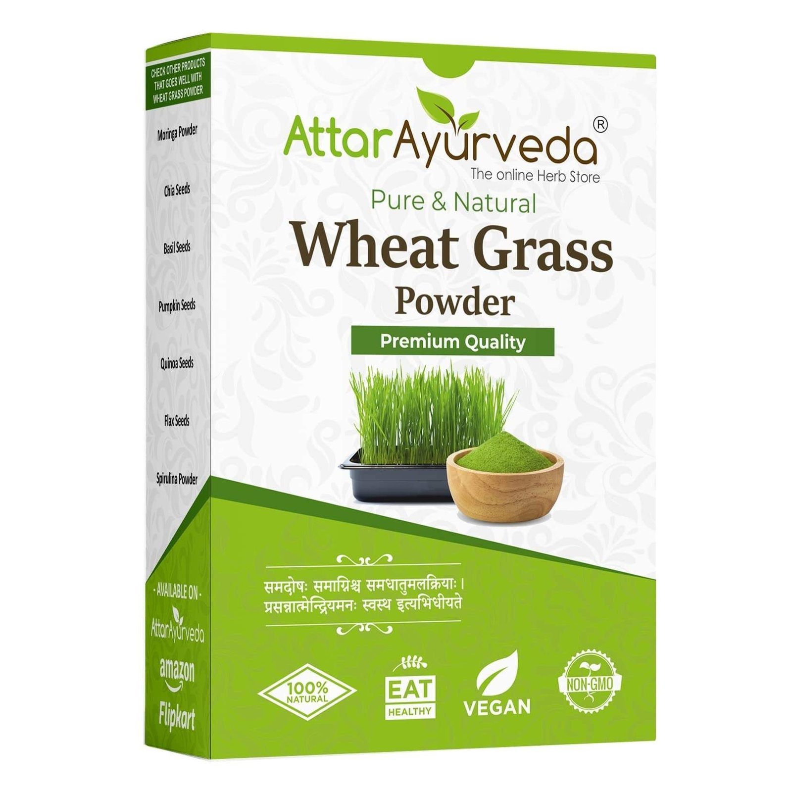 uk71XBf0oL1oL-1-1.jpg Attar Ayurveda 100% Natural Wheat Grass Powder (100 Gram) | Pure, Preservative free, Non-GMO | Immunity booster, De-Toxifying, Support healthy metabolism - Fast UK Delivery - Image 1