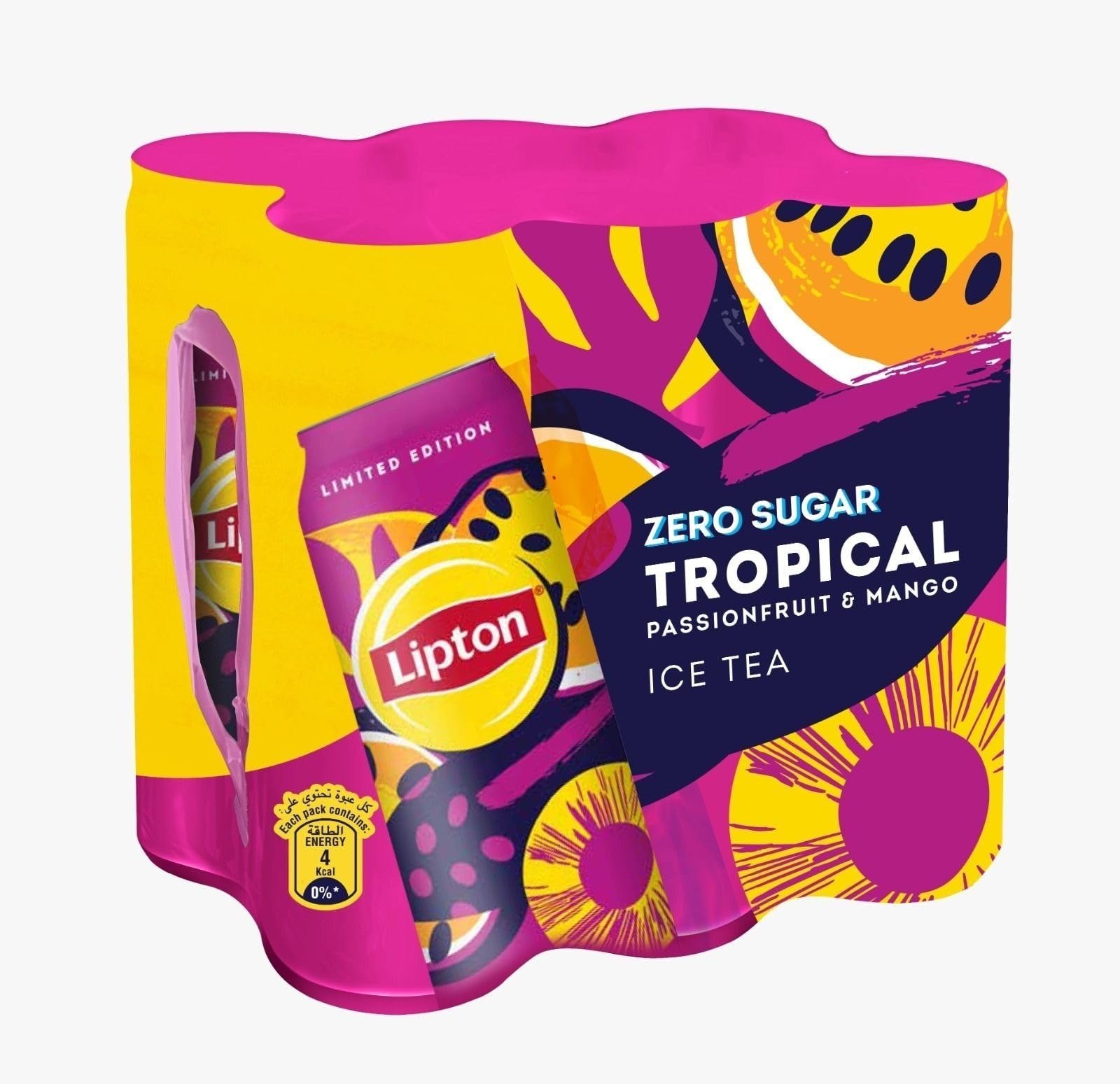 uk71XLVqUexuL.jpg Lipton Zero Sugar Ice Tea Tropical Passion fruit And Mango Natural Sweeteners Beverage Without Any Added Sugar Each 320ml (Pack Of 6) Limited Edition - Fast UK Delivery - Image 1