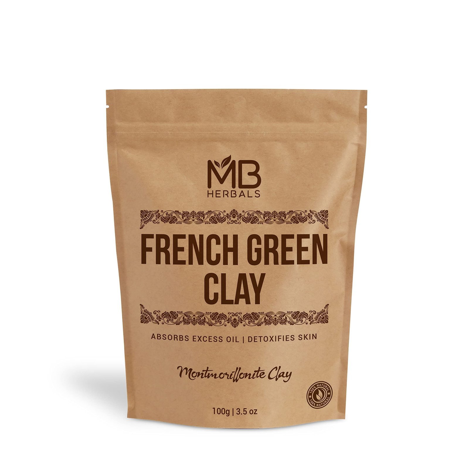 uk71Y45s36pSL-1.jpg MB Herbals French Green Clay Powder 100G | For Face Packs, Face Scrubs & Soap Making | Absorbs Excess oil from the skin - Fast UK Delivery - Image 1