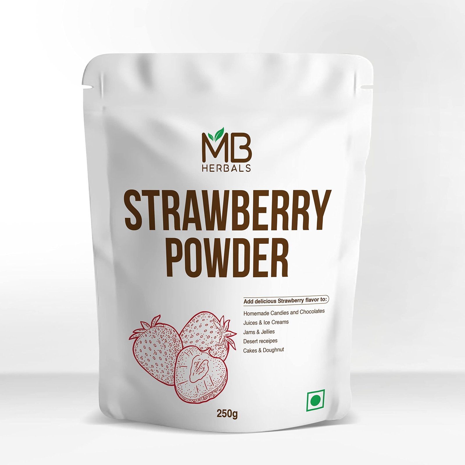 uk71YHWVUY23L-1.jpg MB Herbals Strawberry Fruit Powder 250g | No added Sugar and Preservatives - Fast UK Delivery - Image 1