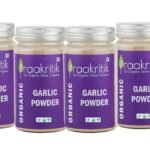 Praakritik Organic Garlic Powder | 100% Organic & 100% Natural | Ready to Use | 100% Vegetarian | No Added Preservatives and Colors | Pack of 4 | 100 Grams Each - Fast UK Delivery