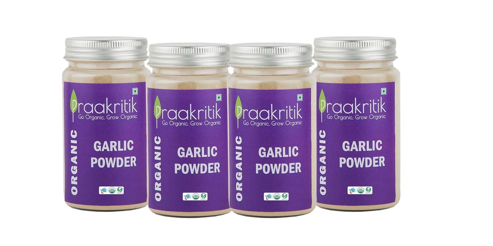 uk71YS8f56vWL-1.jpg Praakritik Organic Garlic Powder | 100% Organic & 100% Natural | Ready to Use | 100% Vegetarian | No Added Preservatives and Colors | Pack of 4 | 100 Grams Each - Fast UK Delivery - Image 1