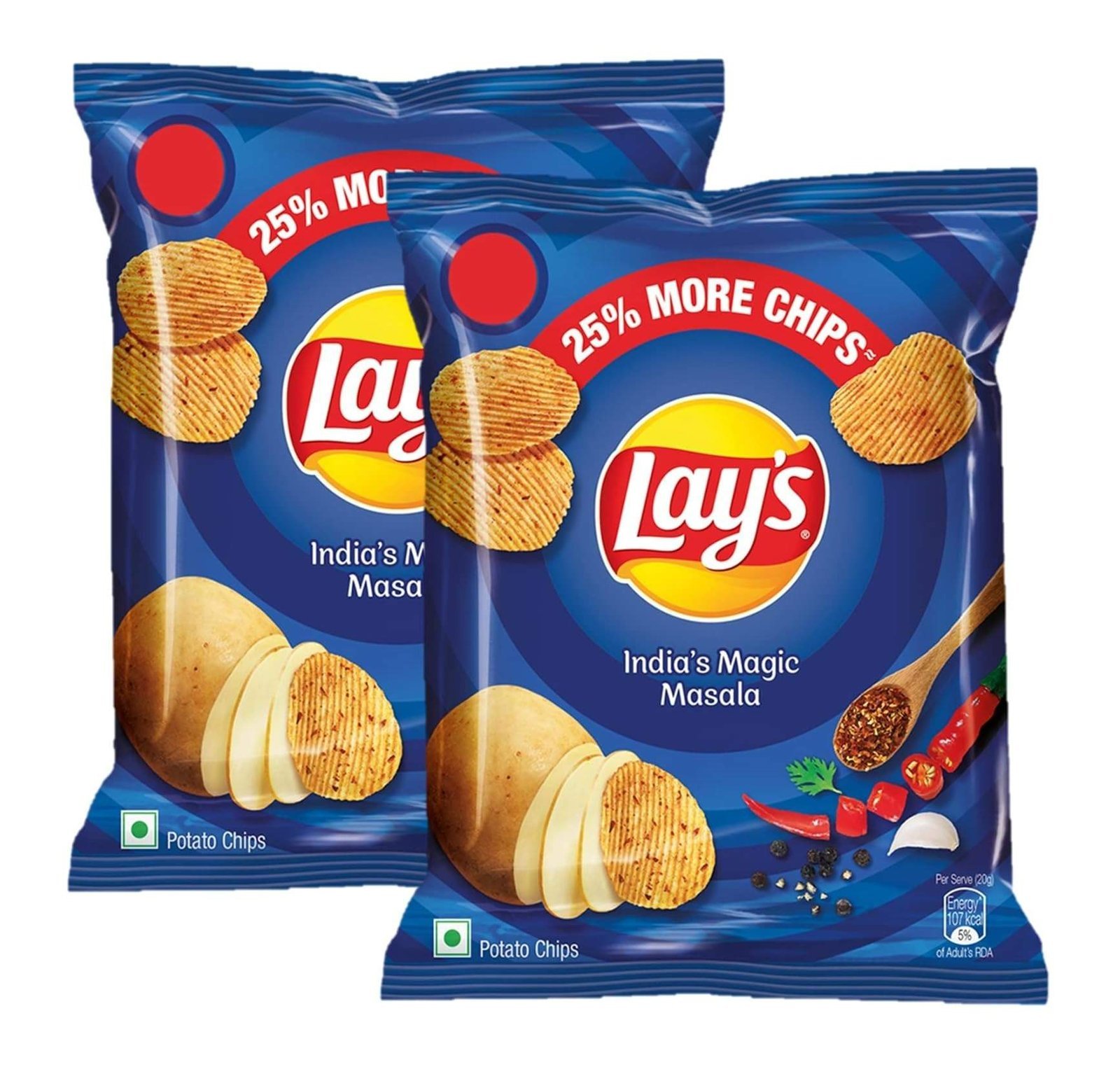 uk71Ynuj64hVL-1.jpg Lay's Potato Chips Indian Magic Masala, 35g (Pack Of 2) - Fast UK Delivery - Image 1
