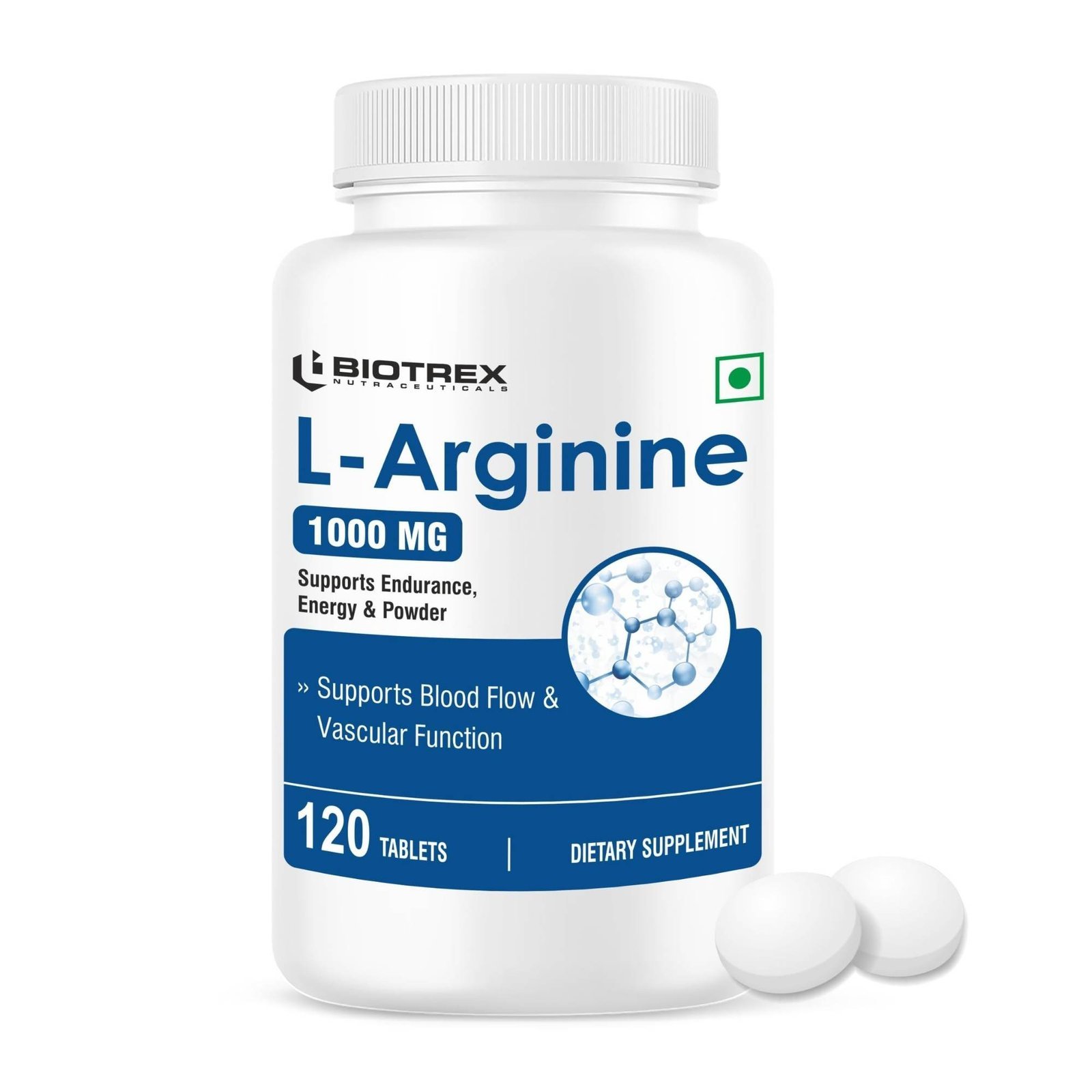 uk71ZP8falNgL-1-1.jpg L-Arginine 1000mg Supplement, Nitric Oxide Production & Muscle Growth - 120 Tablets - Fast UK Delivery - Image 1