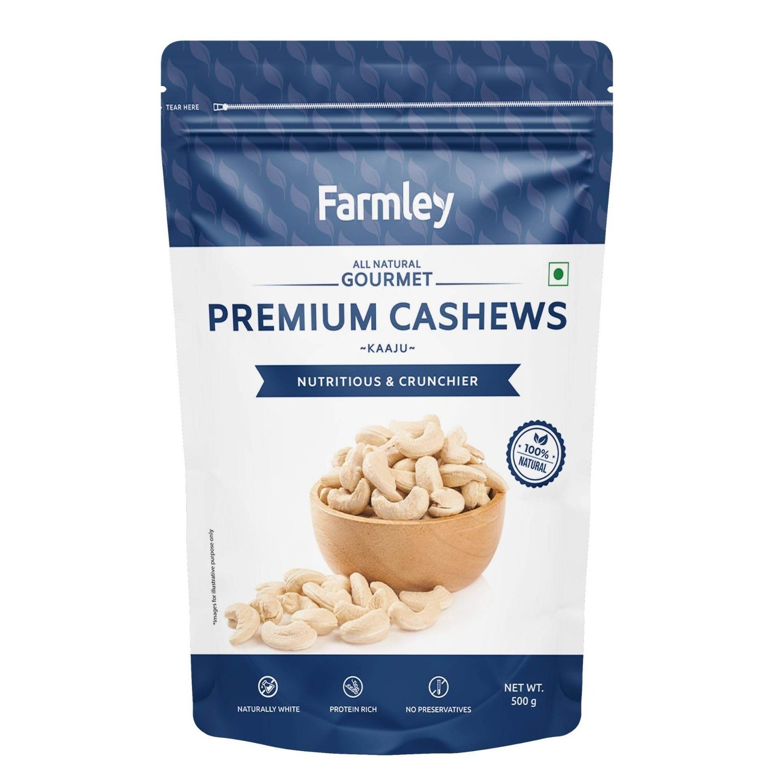 uk71aYh6ArUdL-1-1.jpg Farmley Whole Cashews 500 gram, Value Pack | Premium Kaju Dry Fruits, Whole Crunchy Cashews | Rich in Protein, & Nutritious | Gluten Free & Plant based Protein (Pack of 1) - Fast UK Delivery - Image 1