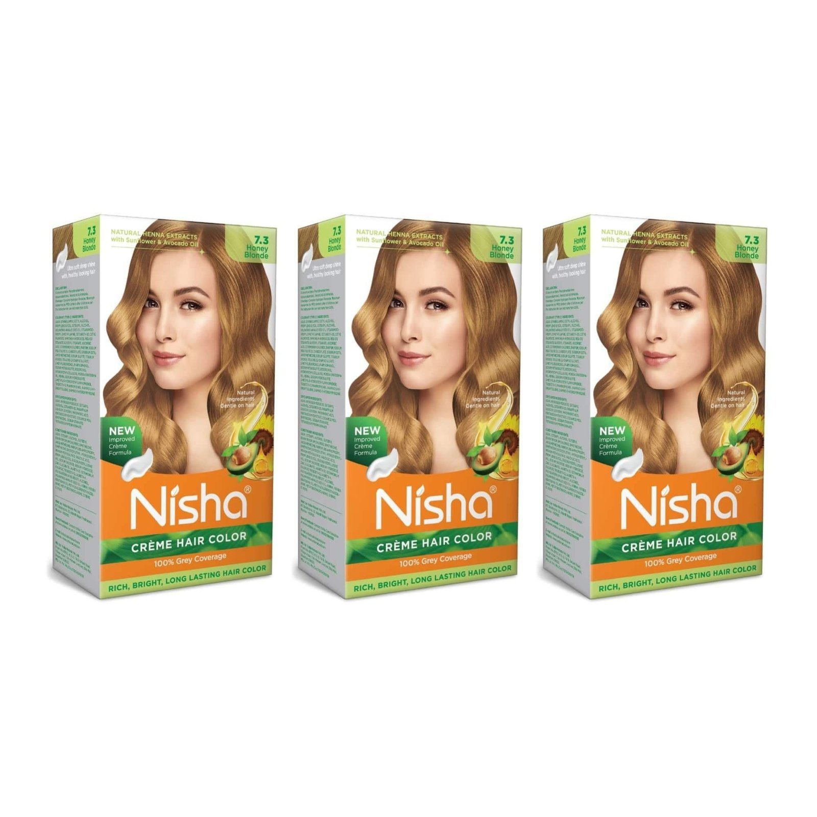uk71ahxr9mNLL-1.jpg Nisha Cream Blonde Hair Color, 7.3 Honey Blonde, 90ml + 60gm, (Pack of 3) Fast Shipping to USA & Canada - Image 1