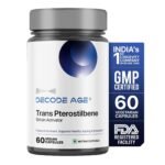 Decode Age 99% Pure Trans-Pterostilbene, Potent Antioxidant, High Bioavailability, Promotes Healthy Ageing, Skin Health, 60 Veg Capsules