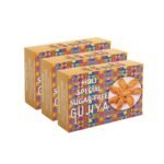 Delight Foods Holi Special Sugar Free Gujiya Holi Gift Box, Hamper, Indian Sweets, Mithai, Gunjiya, Gujia, Chandrakala, Guhara (250g x 3) - Fast UK Delivery