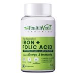 HEALTH VEDA ORGANICS PRIVATE LIMITED Chelated Iron Folic Acid Supplement With Zinc, Vitamin C & B12, Zinc & Spinach Leaves | Hemoglobin, Boost Immunity & Maintains Iron Level | 60 Vegan Capsules - Fast UK Delivery