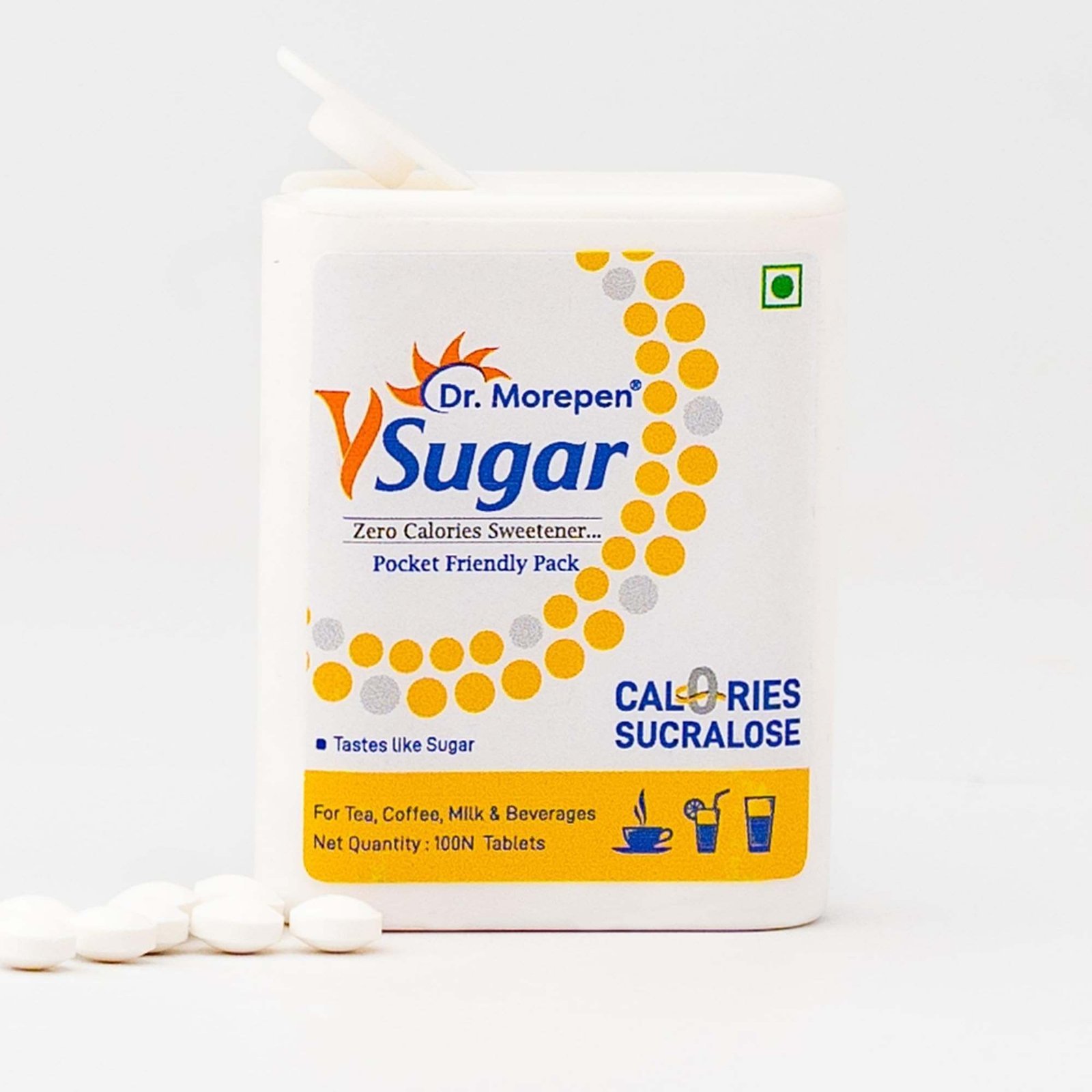 uk71d-ugmWrcL-1-1.jpg Dr. Morepen Y Sugar Pellets (Sucralose) | 100% Safe | Sweet like Sugar but with zero calories | 100% Natural Sweetener (Pack of 1) - Fast UK Delivery - Image 1