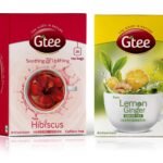 GTEE Green Tea Bags - Lemon & Ginger & Hibiscus Tea Bags, 25 Tea bags (Pack of 2) - Fast UK Delivery