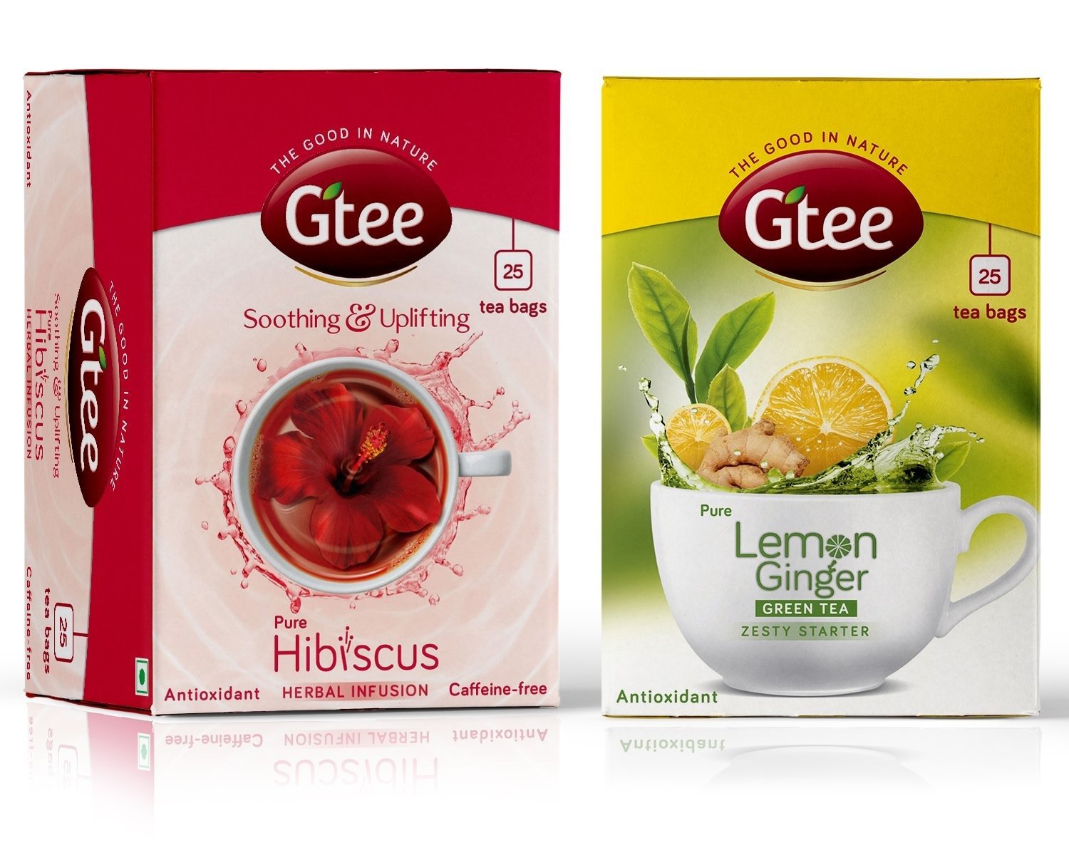 uk71d59nzPx6L-1.jpg GTEE Green Tea Bags - Lemon & Ginger & Hibiscus Tea Bags, 25 Tea bags (Pack of 2) - Fast UK Delivery - Image 1