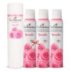 Enchanteur Romantic Perfumed Talc for Women, 250g & Enchanteur Romantic Perfumed Deo Spray for Women infused with real French Perfume, 150 ml (Pack of 3 - Fast UK Delivery