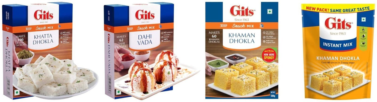 uk71dIOZDlxXL-1.jpg Gits Khaman Dhokla Mix, Khatta Dhokla Mix, and Dahi Vada Mix Combo Pack (500g Each) | Authentic Indian Snack Mixes | Quick & Easy Homemade Snacks - Fast UK Delivery - Image 1