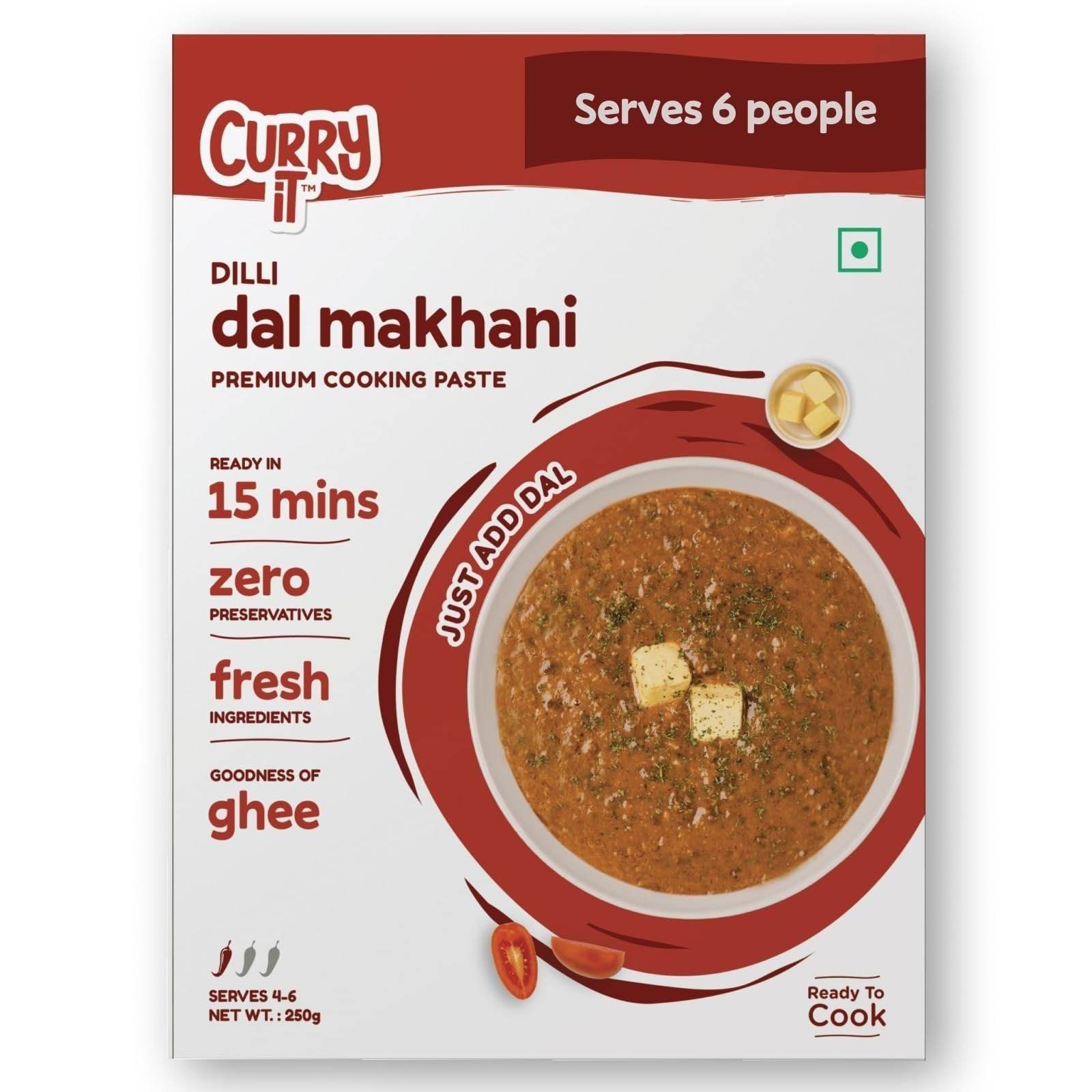 uk71dLrSDe63L-1-1.jpg CURRYiT Dilli Dal Makhni Masala Curry Paste| Ready to Cook in 15 mins | Serves 6 | Instant Food with Goodness of Ghee | No Preservatives | Eat with Chawal Roti Naan | Indian Masala Gravy (Pack of 1) - Fast UK Delivery - Image 1