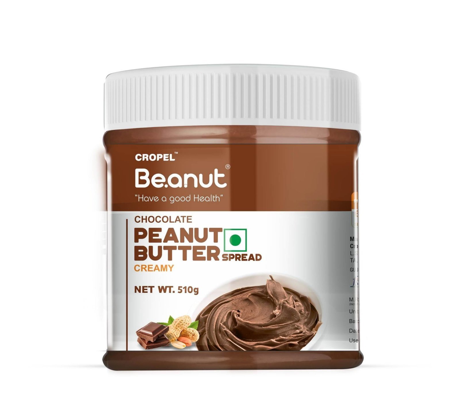 uk71dOXz43mL-1.jpg Beanut Chocolate Creamy Peanut Butter 510gm | 19gm Protein | 100% Vegan Peanut Butter, 100% Pure Roasted Peanut | High in Protein Spread, Gluten & Cholesterol Free, Nut Butter - Fast UK Delivery - Image 1