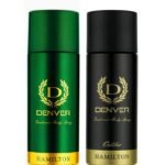 Denver Hamilton Deodorant + Caliber Deodorant - 165ML Each (Combo Pack 2) | Long Lasting Deo Body Spray For Men - Fast UK Delivery