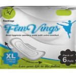Femvings Hygienic Ultra Absorbent Sanitary Pad with Extra Comfort Heavy Flow Disposable Period Pads for Sanitary Protection Overnight Napkins Protection- Extra Large XL Size - 6 pads (Pack of 12) - Fast UK Delivery