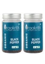 Praakritik Organic Black Pepper - Whole | kali mirch | 100% Organic Black Pepper | 100% Natural | 100% Vegetarian | No Added Preservatives | Pack of 2 | 100 Grams Each - Fast UK Delivery