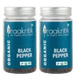 Praakritik Organic Black Pepper - Whole | kali mirch | 100% Organic Black Pepper | 100% Natural | 100% Vegetarian | No Added Preservatives | Pack of 2 | 100 Grams Each - Fast UK Delivery
