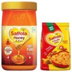 Saffola Honey Active, Made With Sundarban Forest Honey, 100% Pure Honey, No Sugar Adulteration, Natural Immunity Booster, 1Kg & Masala Oats, Peppy Tomato, 500G - Fast UK Delivery