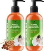 Parle Ropvatika 1 Liter Herbal Sandalwood Aloevera Bodywash Shower Gel (Sandalwood 500ml Pack 2) - Fast UK Delivery