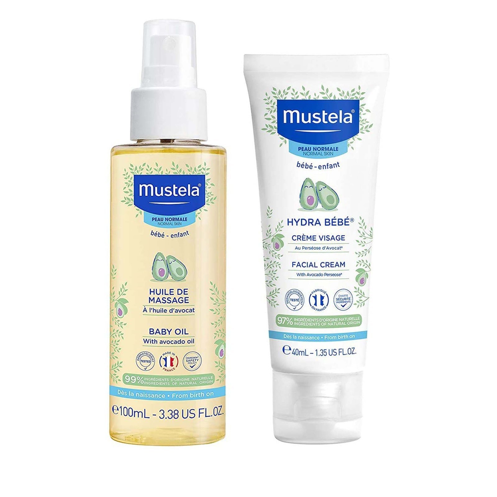 uk71gnPJ9Uj-L-1-1.jpg Mustela Baby Oil 100ml and Hydra Bebe Facial Cream 40ml Combo Pack - Baby Skincare Essentials - Fast UK Delivery - Image 1