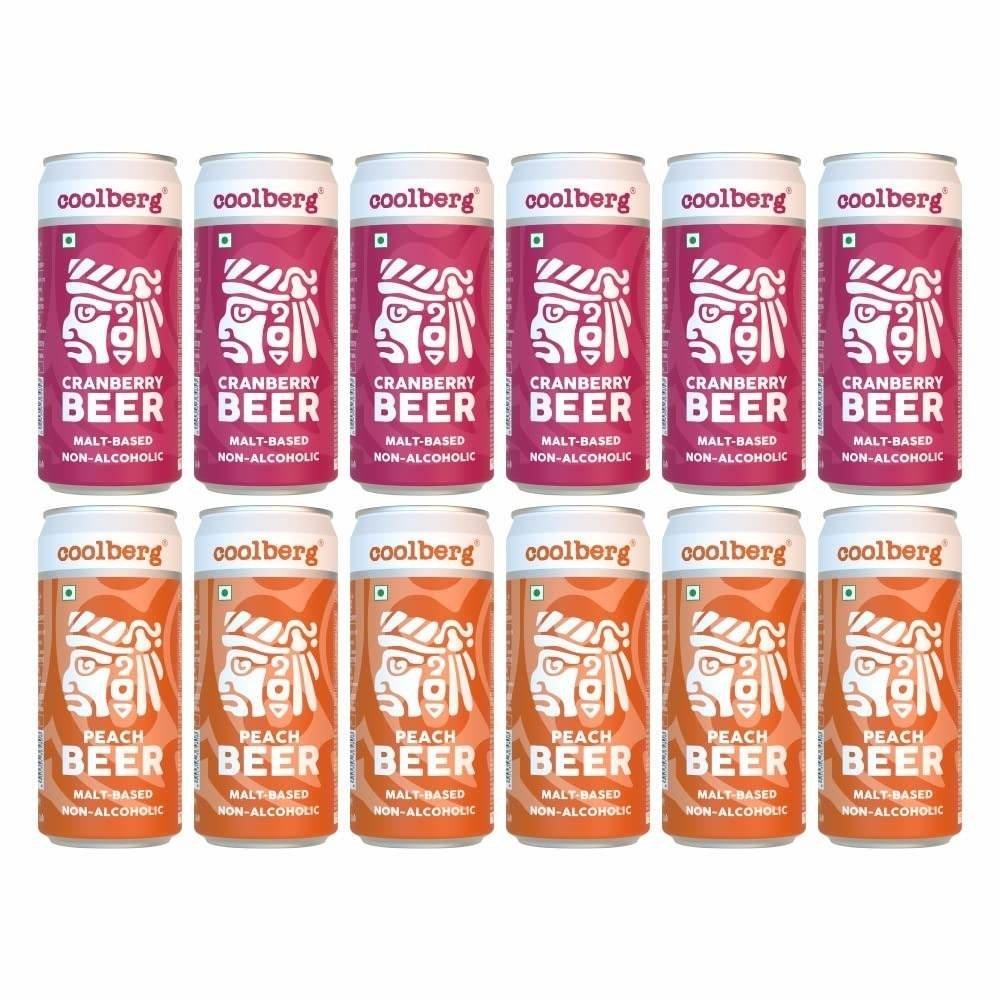 uk71goukfyjOL-1-1.jpg Coolberg Non Alcoholic Beer Assorted Flavors 300ml CANs - Pack of 12 (300ml x 12) Peach & Cranberry - Fast UK Delivery - Image 1