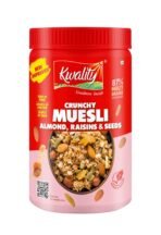 Kwality Muesli Crunchy Almond & Raisins 900g Jar, 86% Multi Grains, Natural Source of Vitamin & Iron, High in Protein & Fiber, Low Fat & Cholesterol-Free, Healthy Food & Breakfast Cereal - Fast UK Delivery