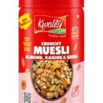 Kwality Muesli Crunchy Almond & Raisins 900g Jar, 86% Multi Grains, Natural Source of Vitamin & Iron, High in Protein & Fiber, Low Fat & Cholesterol-Free, Healthy Food & Breakfast Cereal - Fast UK Delivery