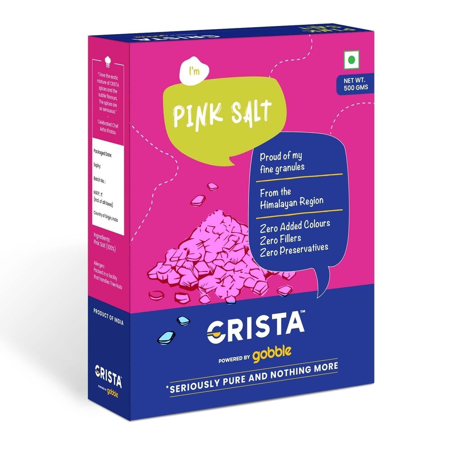 uk71hriCZV65L-1-1.jpg CRISTA Himalayan Pink Salt Powder | Rock Salt Fresh & Mineral Rich | Zero added Colours, Fillers, Additives & Preservatives | Light pink | 100% Natural | 500 gms - Image 1