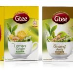 GTEE Green Tea Bags - Lemon & Ginger & Green Tea Bags - Ginseng, 25 Tea bags (Pack of 2) - Fast UK Delivery