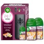 Air Wick 2 x 250 ml - Vanilla & Muskmelon (Summer Delights), Refill + Automatic Spray|Freshmatic Air Freshener Kit |2600 Sprays Guaranteed|Automatic Room Freshener, Bathroom Freshener and Room Spray - Fast UK Delivery