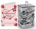 Swad Happy Anniversary Uncle & Aunty Gift with Card (Swad Digestive Candy 125 Gift Box & 1 Greeting card) - Fast UK Delivery
