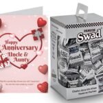 Swad Happy Anniversary Uncle & Aunty Gift with Card (Swad Digestive Candy 125 Gift Box & 1 Greeting card) - Fast UK Delivery