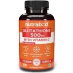 Nutrabud Glutathione Tablets 500mg with Vitamin-C - 30 Veg Capsules - Supports Radiant Skin Glow for Women, Men (30 Count (Pack of 1), Unflavoured) - Fast UK Delivery