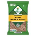 24 Mantra Organic Unpolished Masoor Dal/Red Lentil - 500 gms | 100% Organic | Chemical Free & Pesticides Free | Tastier & Rich Flavour - Fast UK Delivery