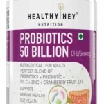 HealthyHey Nutrition Probiotics 50 Billion CFU Multi- Strains, 60 Veg. Capsules, Targeted Release Technology, Stomach Acid Resistant, No Need for Refrigeration, Non-GMO, Gluten-Free - Fast UK Delivery