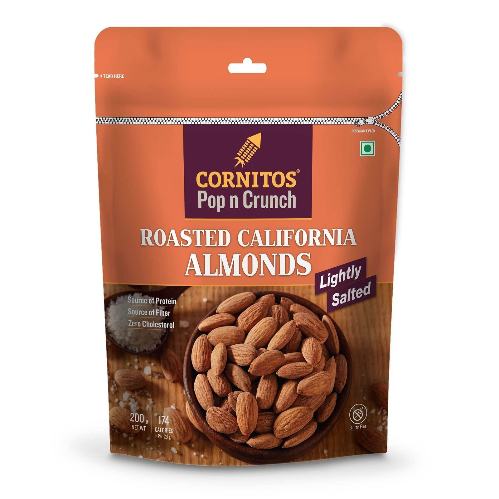 uk71iy3JbkHkL-1-1.jpg Cornitos Roasted Almonds, Lightly Salted, 200g - Fast UK Delivery - Image 1