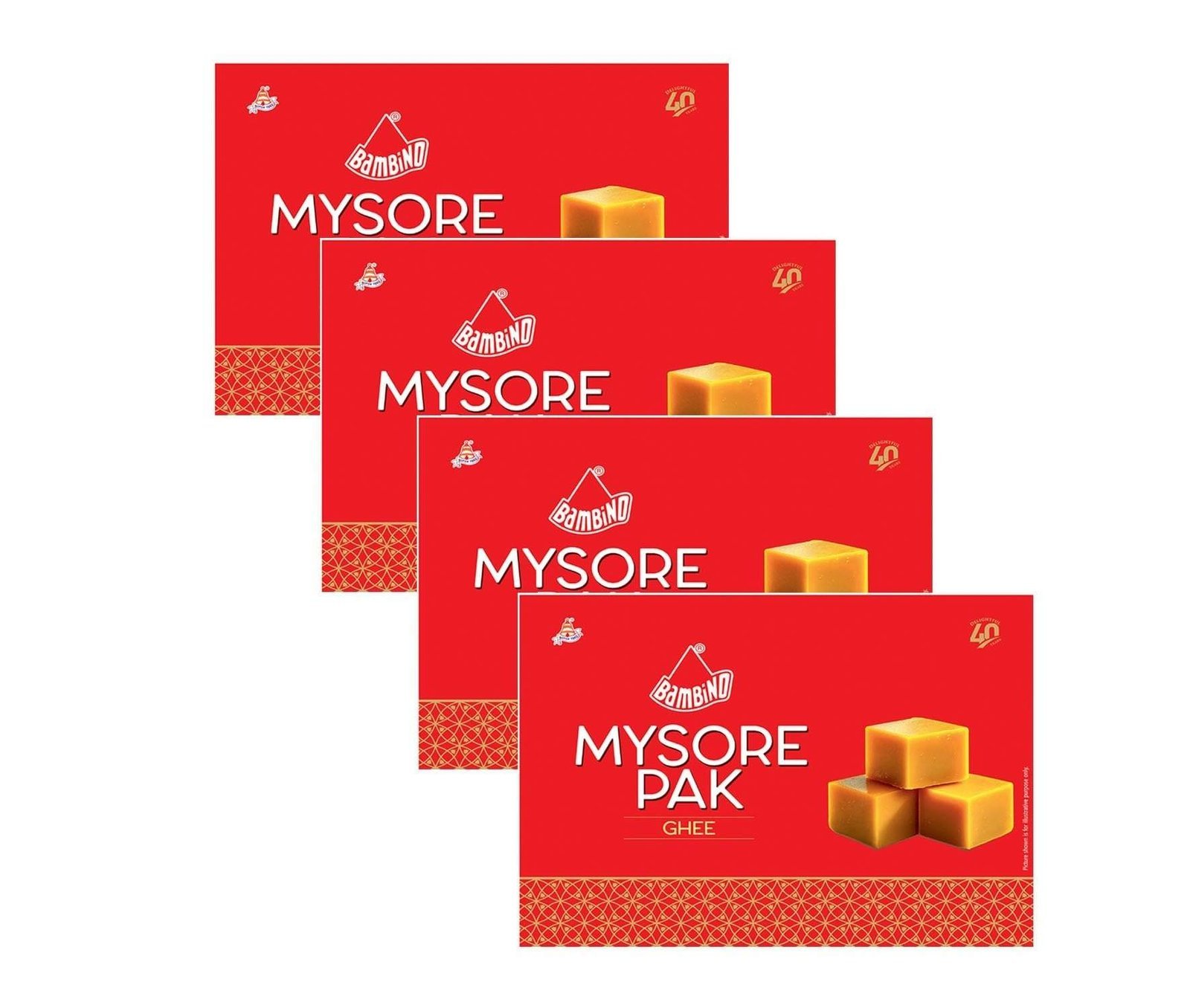 uk71j5K6JaML-1.jpg Bambino Ghee Mysore Pak Each 200 Gms X Pack of 4 (800Gms) - Fast UK Delivery - Image 1