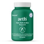 Arth Hair, Nails & Skin Support | Biotin Capsules for Hair Growth with Keratin Builder & Essential Vitamins| Hair Regrowth Supplement |Biotin Supplement | Emcure Pharmaceuticals Ltd. | 60 Veg Capsules - Fast UK Delivery