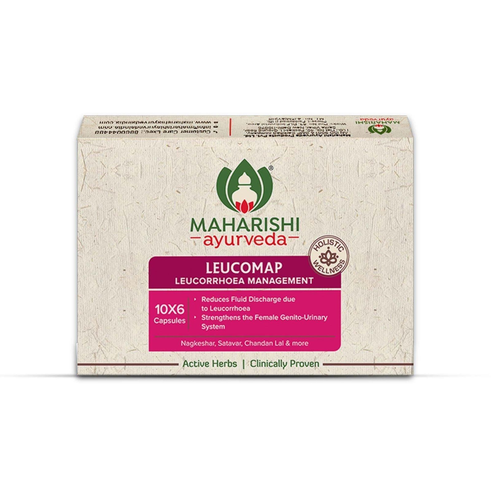 uk71jROJ9a9fL-1-1.jpg Maharishi Ayurveda Leucomap Leucorrhea Capsules| For White Discharge | Helps with UTI and Yeast Infection | Reduces Itching, Burning, Odour | Balances pH | Nagkeshar, Satavar, Imli, Jeera Safed (60 Tablets Pack of 1) - Fast UK Delivery - Image 1