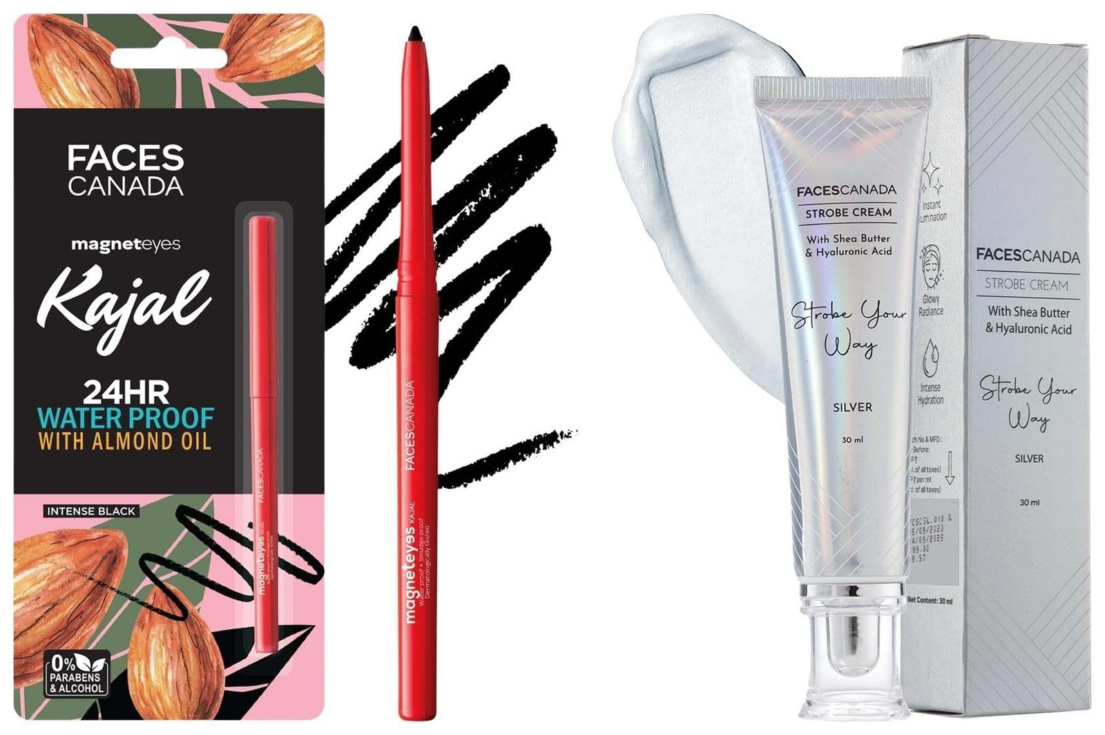 uk71jis6rqQdL-1.jpg FACESCANADA Strobe Cream - Silver 30Ml And Faces Canada Magneteyes Kajal - Black, 0.35G Almondoil & Vitamine - Fast UK Delivery - Image 1