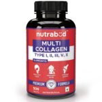 Nutrabud Multi Collagen Complex Supplement for Women, Men - 90 Tablets - Hydrolyzed Peptides with all 5 Types of Collagen Including TYPE I, II, III, V & X Collagen Powder (90 Count (Pack of 1), Unflavoured) - Fast UK Delivery