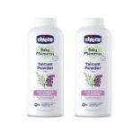 Chicco Baby Moments Talcum Powder Set - 300g x 2 Packs - Fast UK Delivery