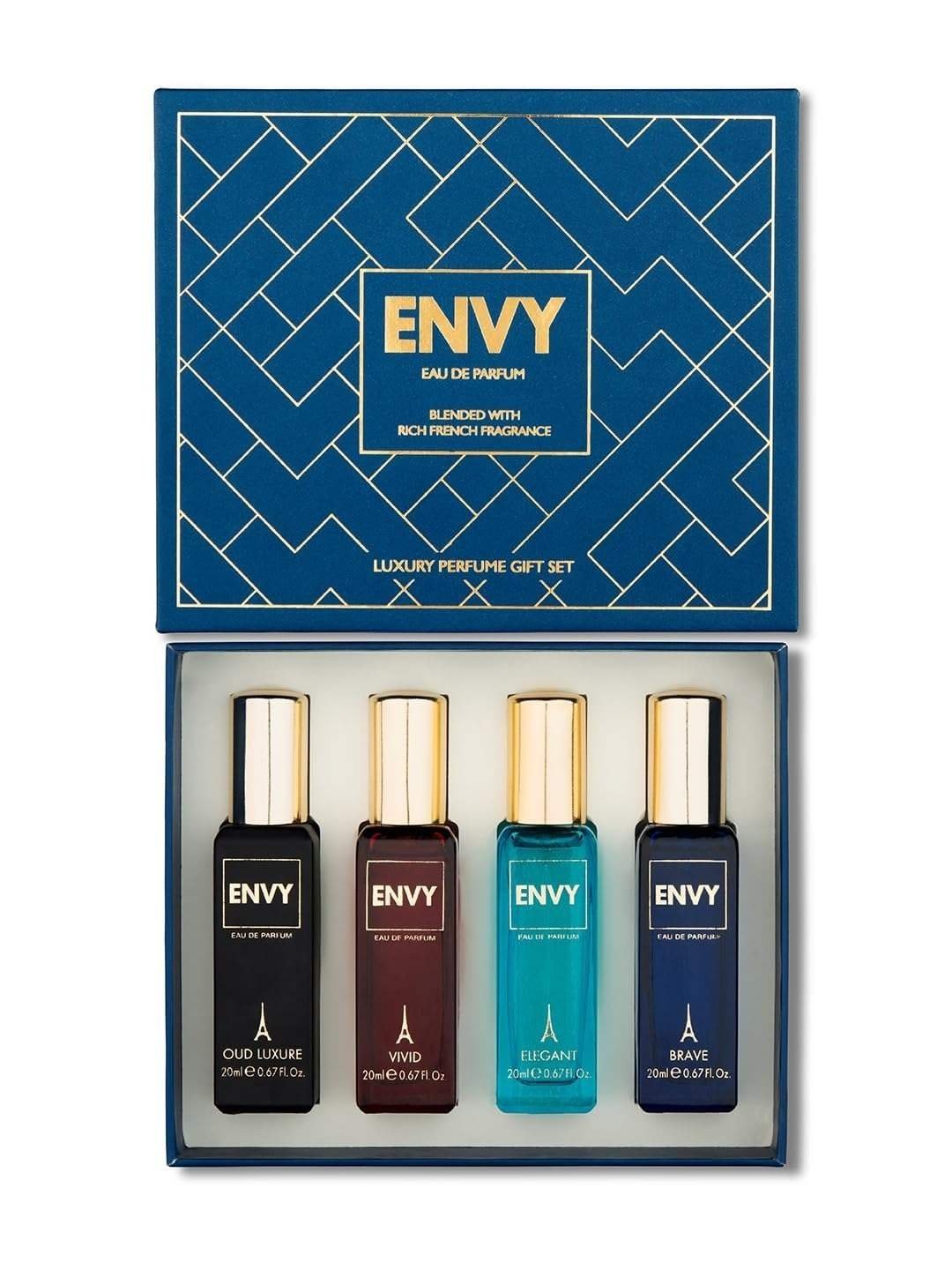 uk71kq5zGhTL-1.jpg ENVY Gift Set for Men - Oud Luxure, Elegant, Vivid, Embrace - 20ML Each | Long Lasting Luxury Perfume EDP | Perfume Gift Set for Men | Perfume Set for Men Gift Pack | Perfume Gift Set - Fast UK Delivery - Image 1